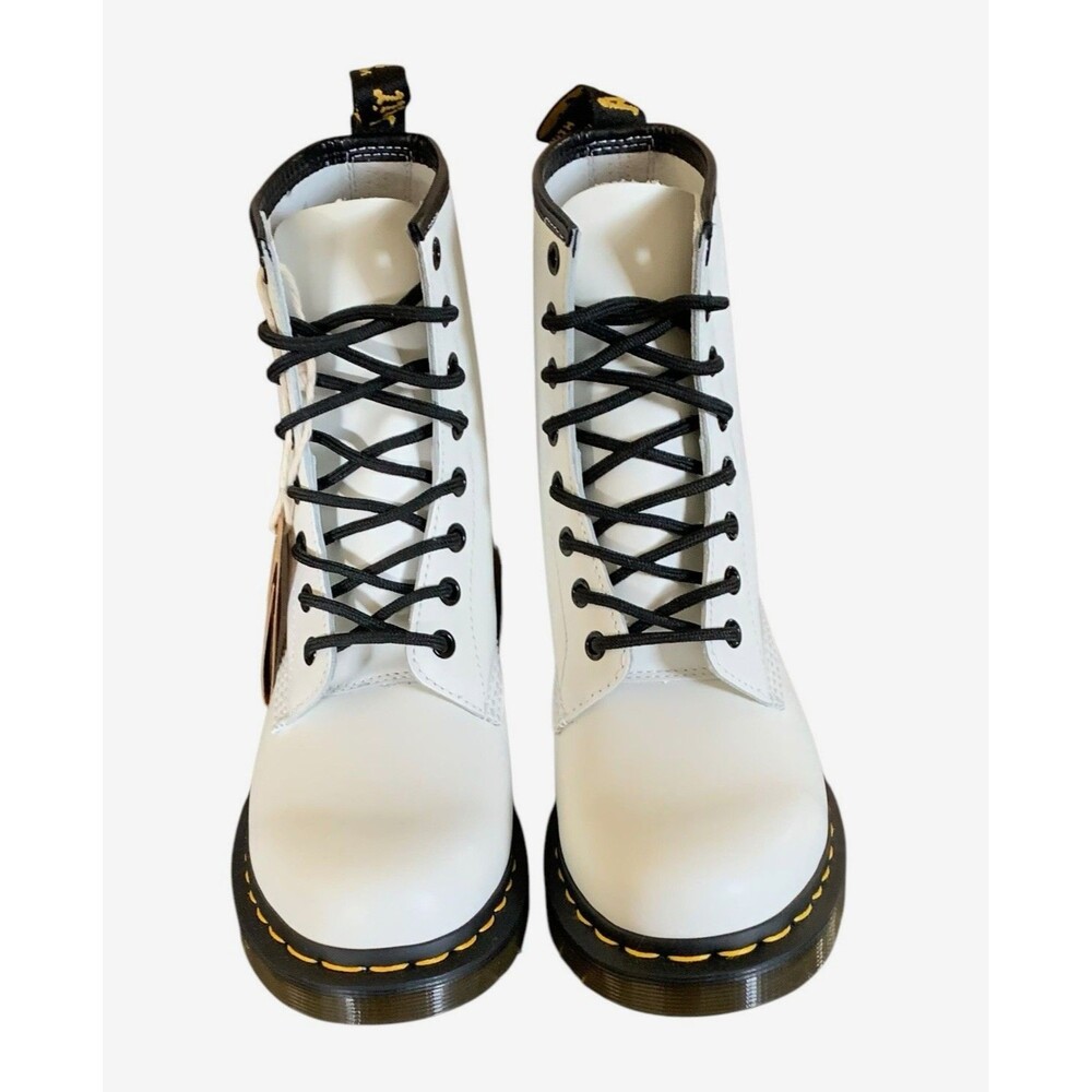 Dr. Martens AirWair White Smooth Leather Combat Boots Womens Size 8 NEW - Picture 4 of 9